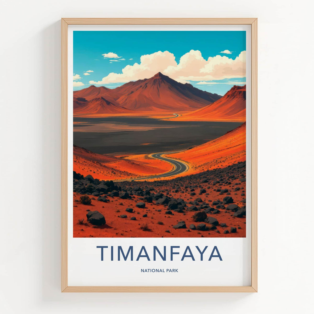 Timanfaya National Park Poster - Spain Travel Art - Winding Desert Road Home Decor