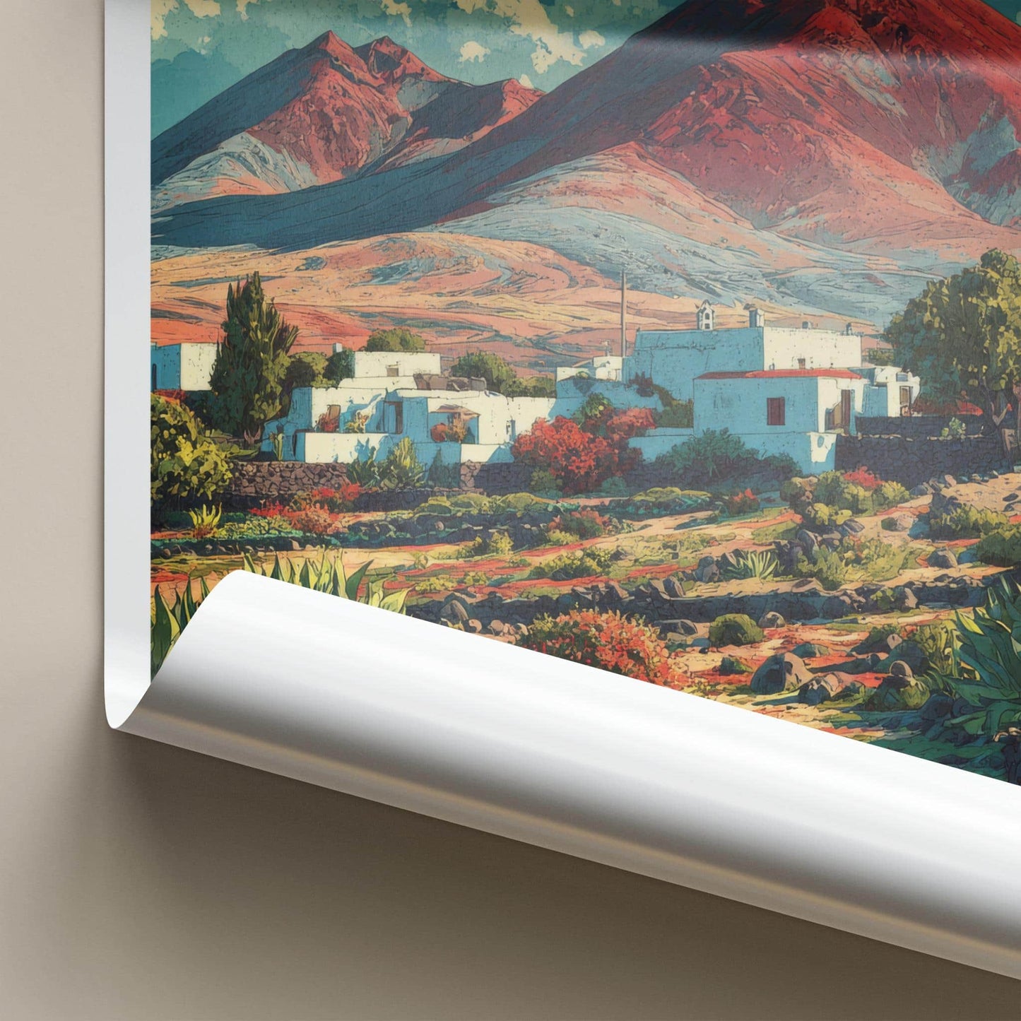 Timanfaya Poster - Spain Travel Art - Red Mountain Village Home Decor