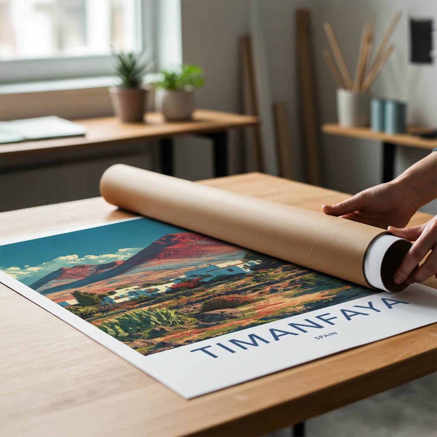 Timanfaya Poster - Spain Travel Art - Red Mountain Village Home Decor