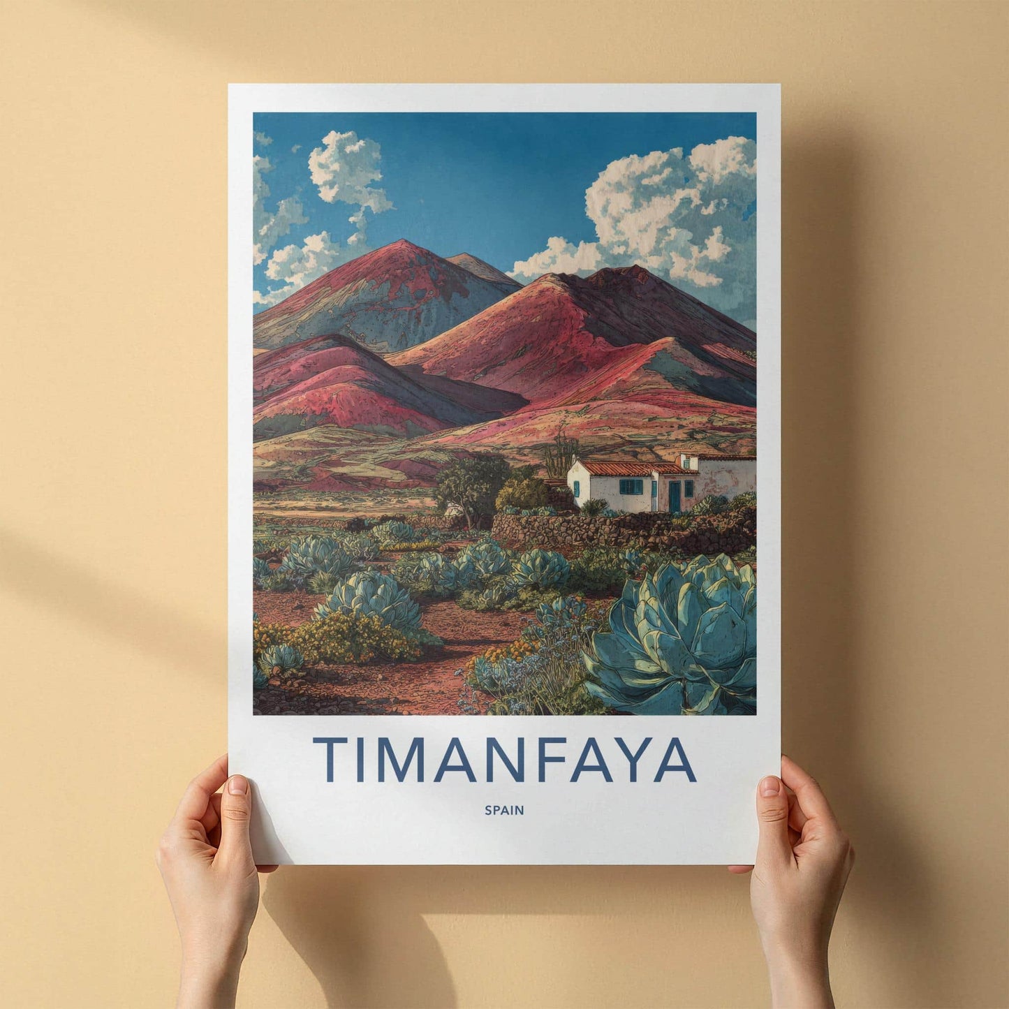 Timanfaya Poster - Spain Wall Art - Red Volcanic Landscape Home Decor