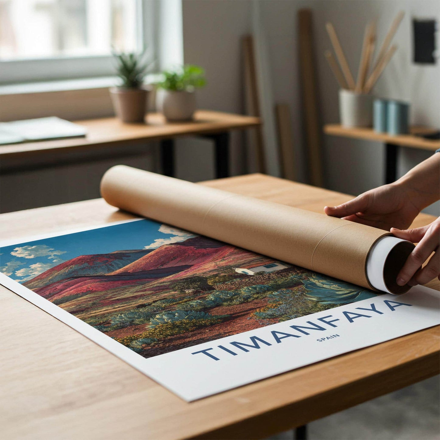 Timanfaya Poster - Spain Wall Art - Red Volcanic Landscape Home Decor