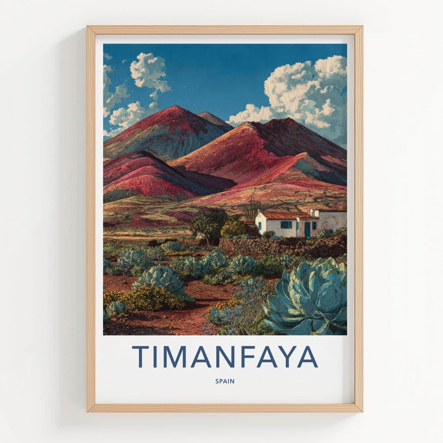 Timanfaya Poster - Spain Wall Art - Red Volcanic Landscape Home Decor