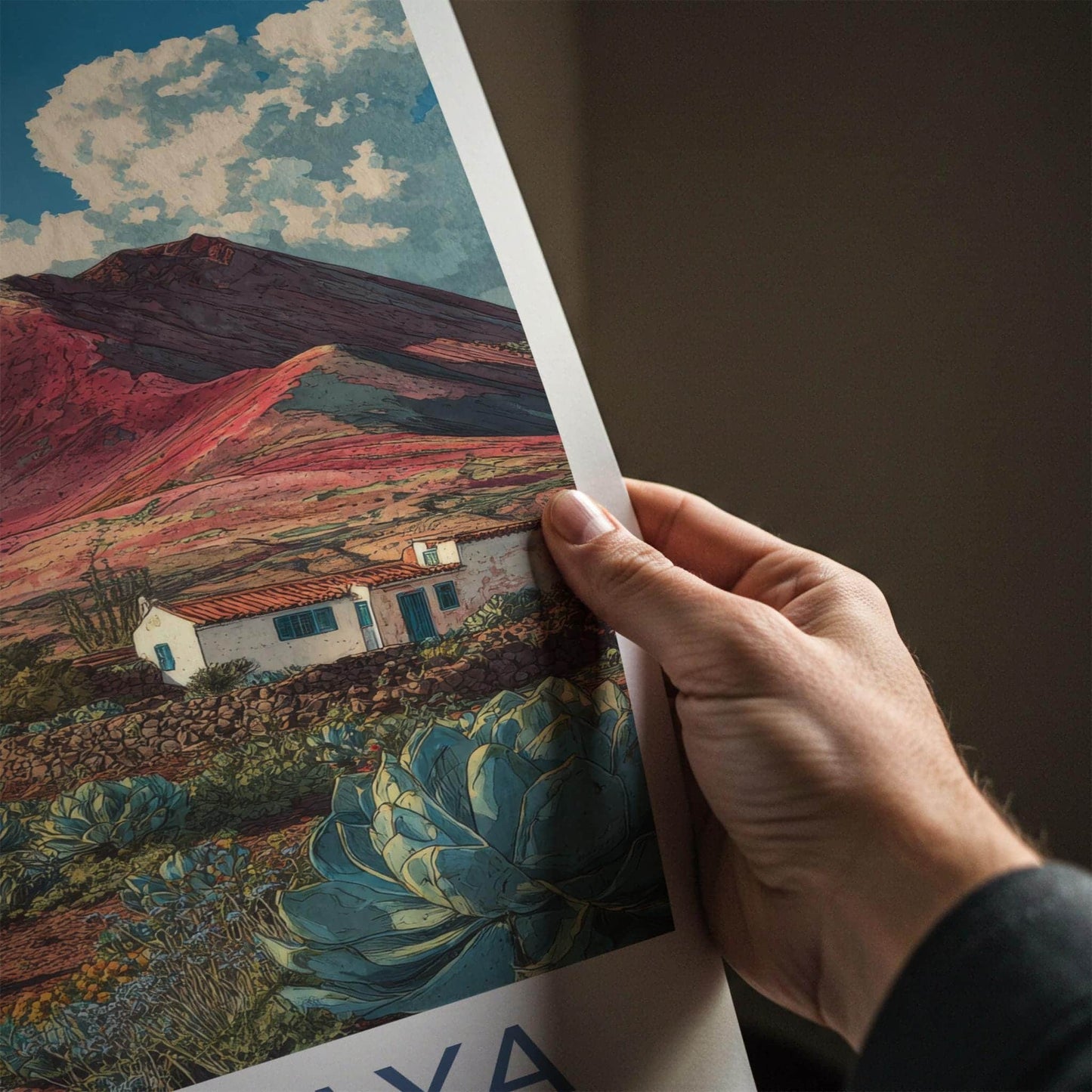 Timanfaya Poster - Spain Wall Art - Red Volcanic Landscape Home Decor