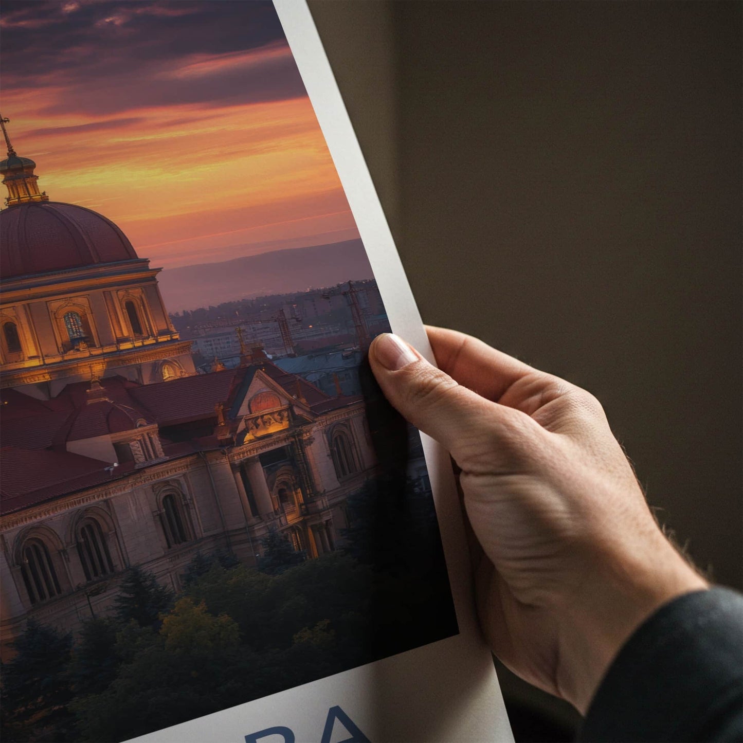 Timisoara Poster - Romania Travel Art - Glowing Cathedral Sunset Home Decor
