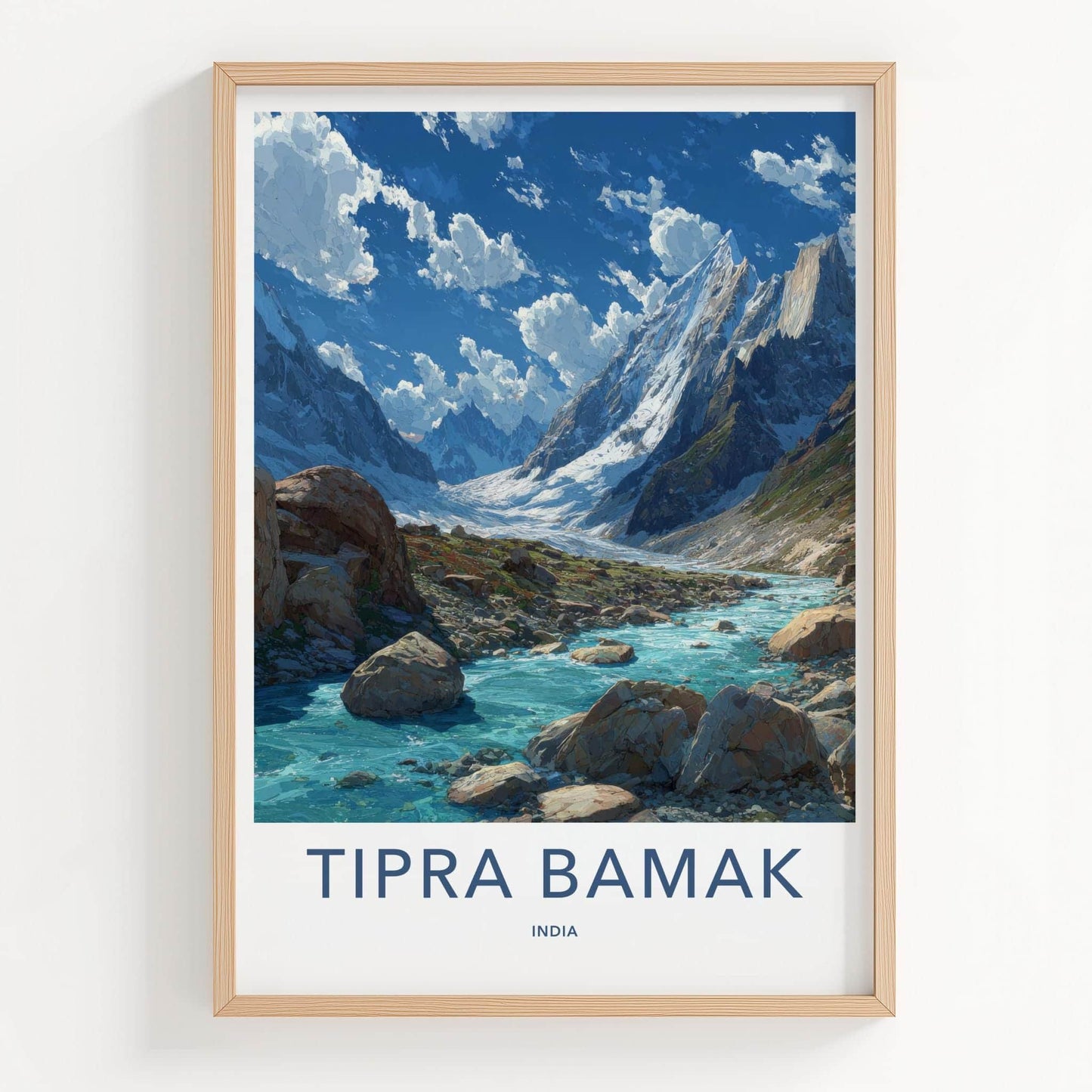 Tipra Bamak Poster - India Travel Art - India River Peaks Home Decor
