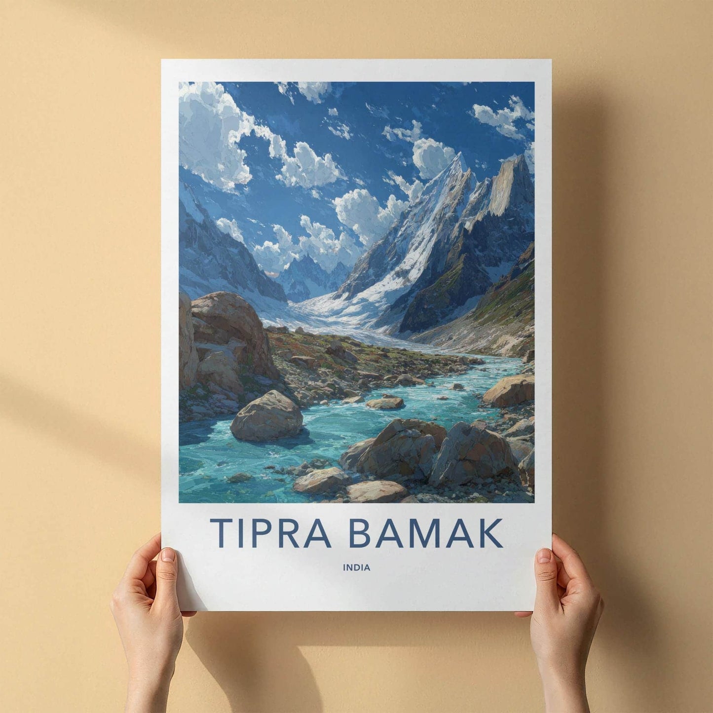 Tipra Bamak Poster - India Travel Art - India River Peaks Home Decor