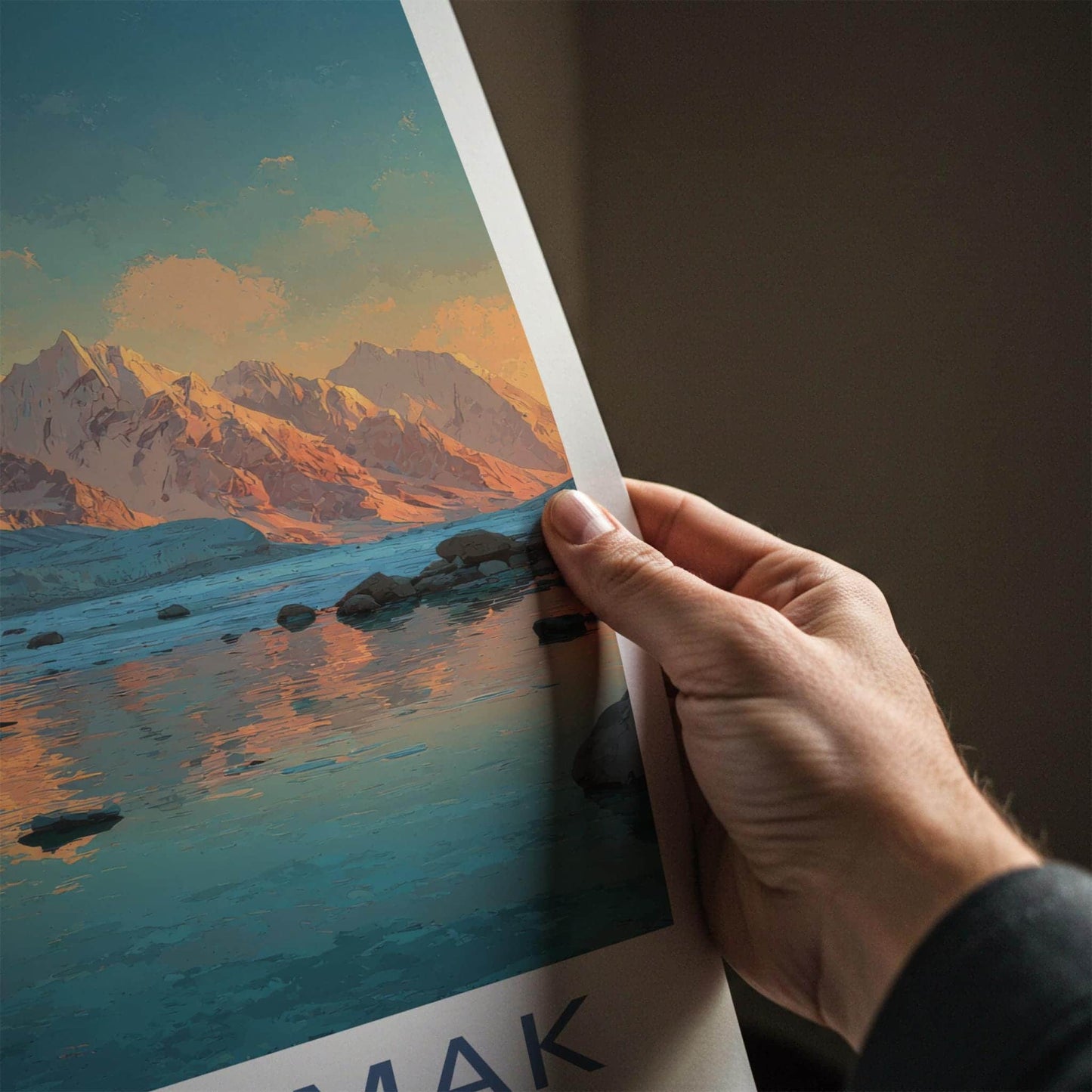 Tipra Bamak Poster - India Travel Art - Uttarakhand Mountains lake reflections Home Decor