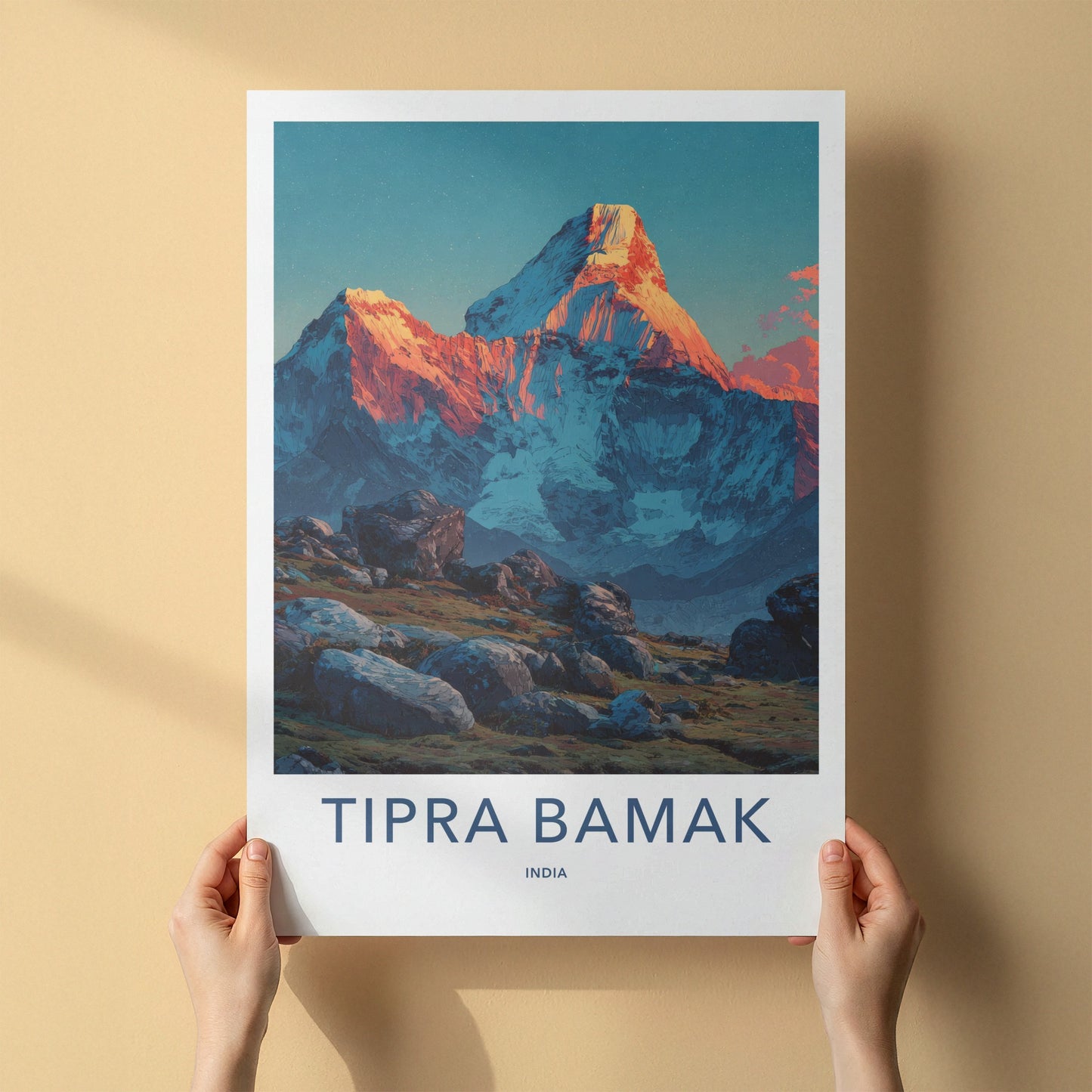 Tipra Bamakh Poster India Orange Peak Mountain Home Art