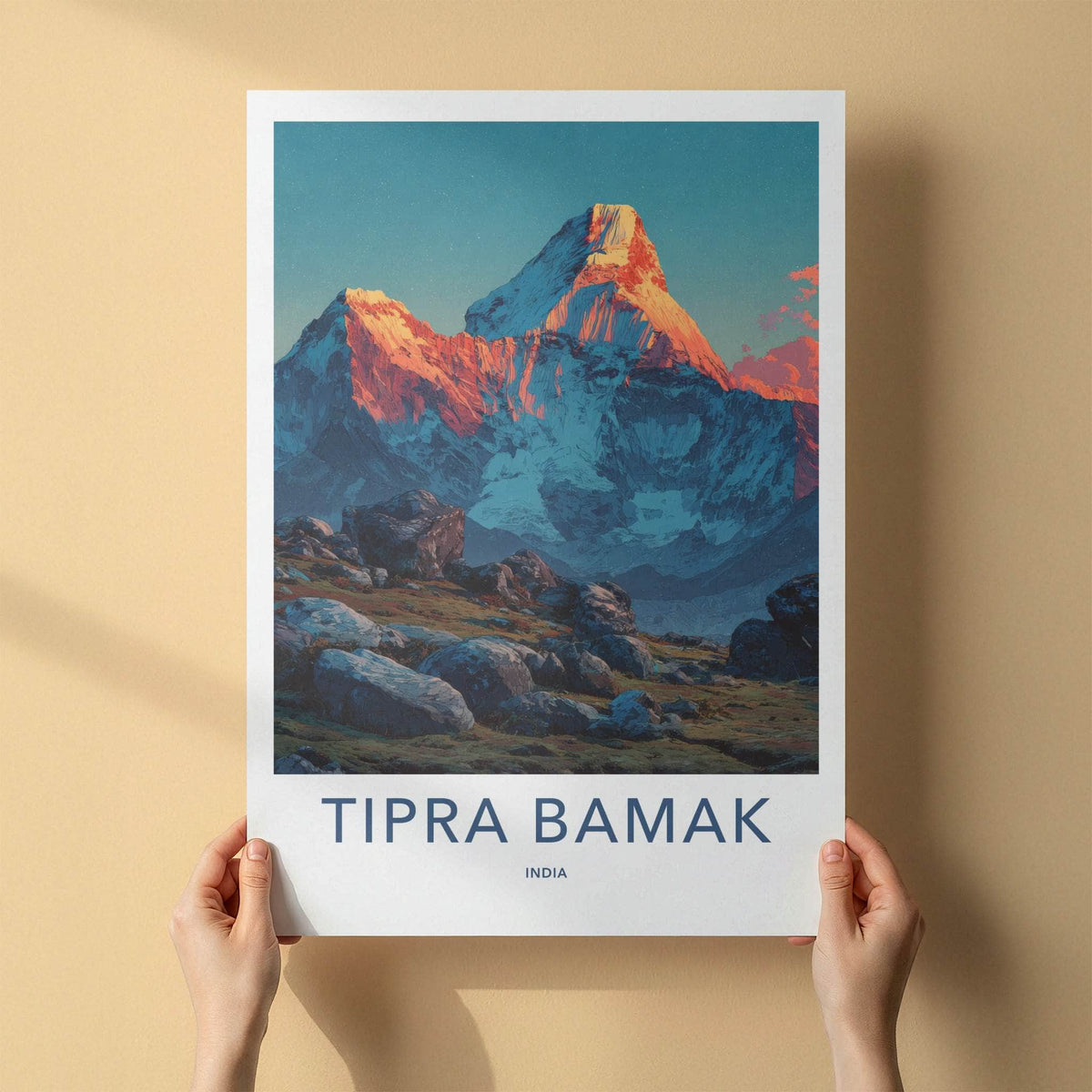Tipra Bamakh Poster India Orange Peak Mountain Home Art