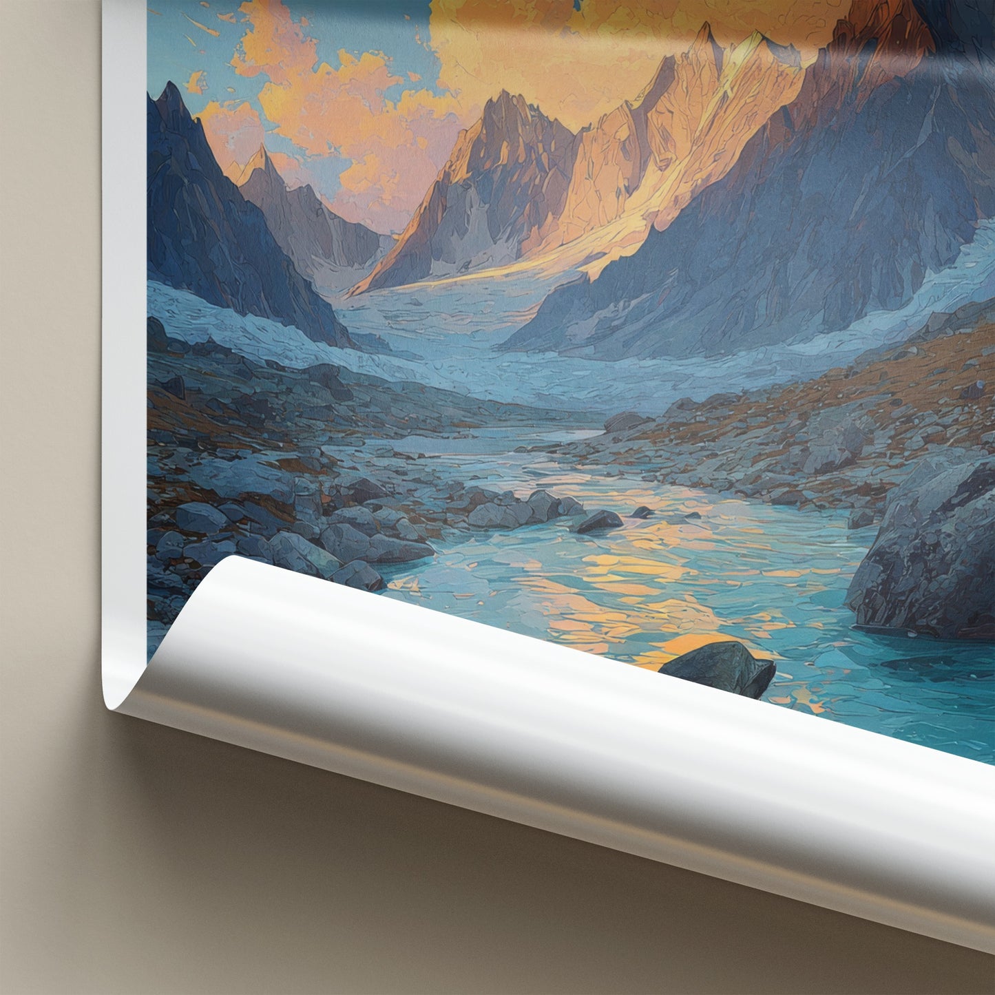 Tipra Glacier Poster - India Arunachal Pradesh Flowing River Art Print Gallery Art