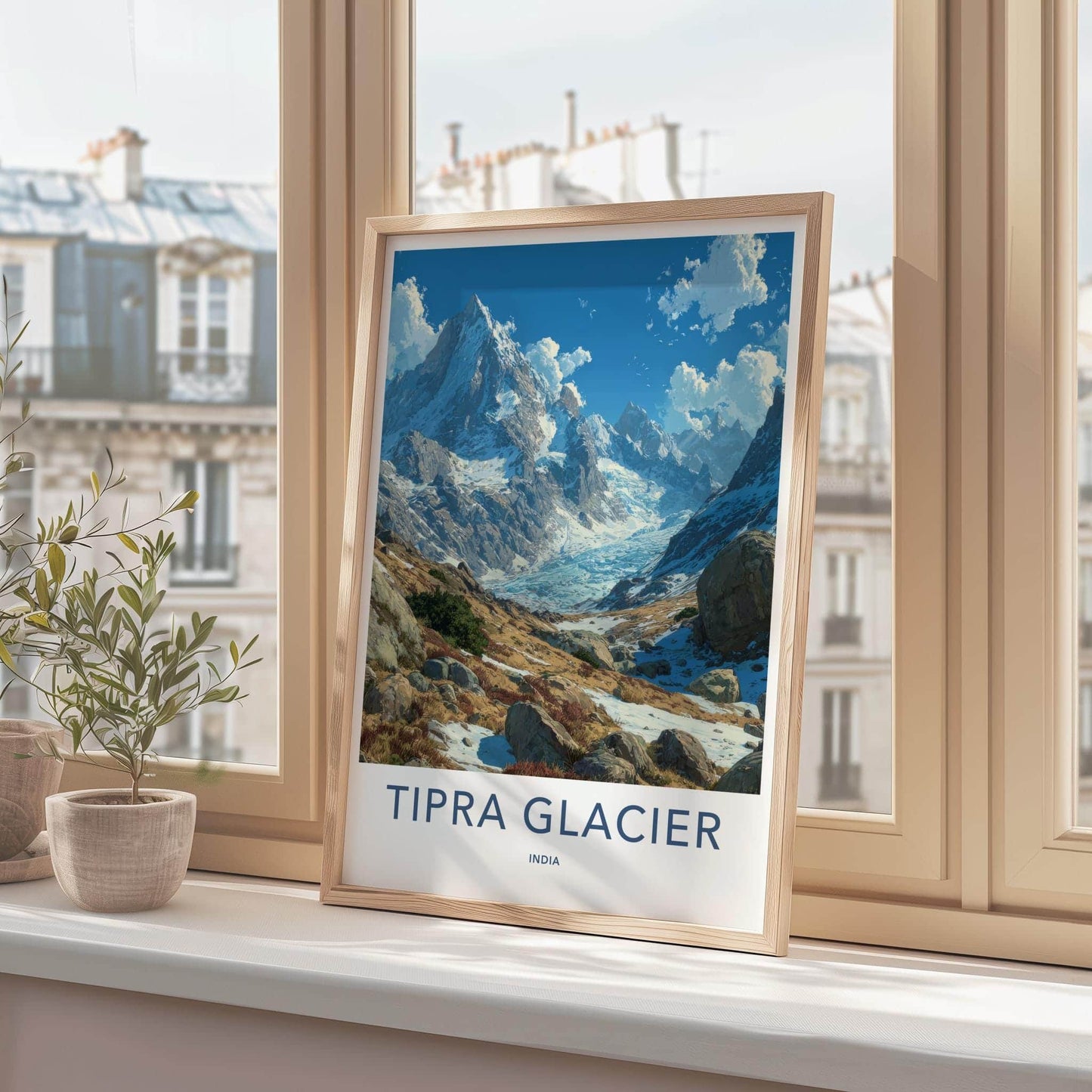 Tipra Glacier Poster - India Travel Art - Uttarakhand ice covered peaks Home Decor