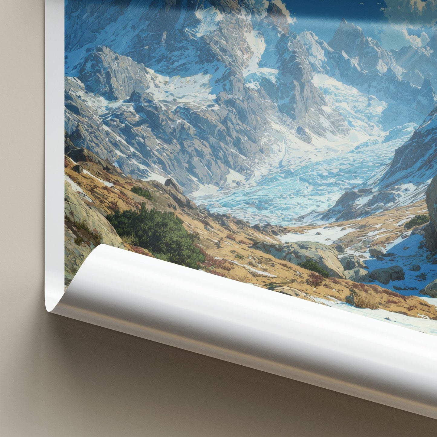 Tipra Glacier Poster - India Travel Art - Uttarakhand ice covered peaks Home Decor
