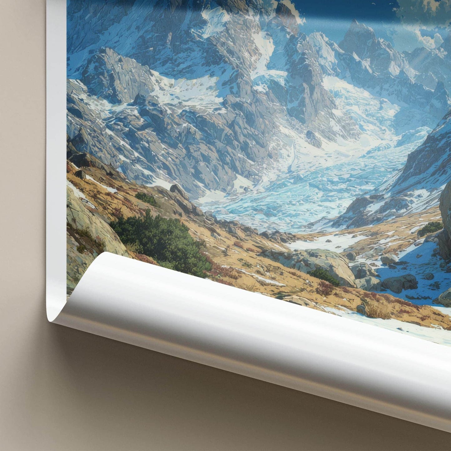Tipra Glacier Poster - India Travel Art - Uttarakhand ice covered peaks Home Decor