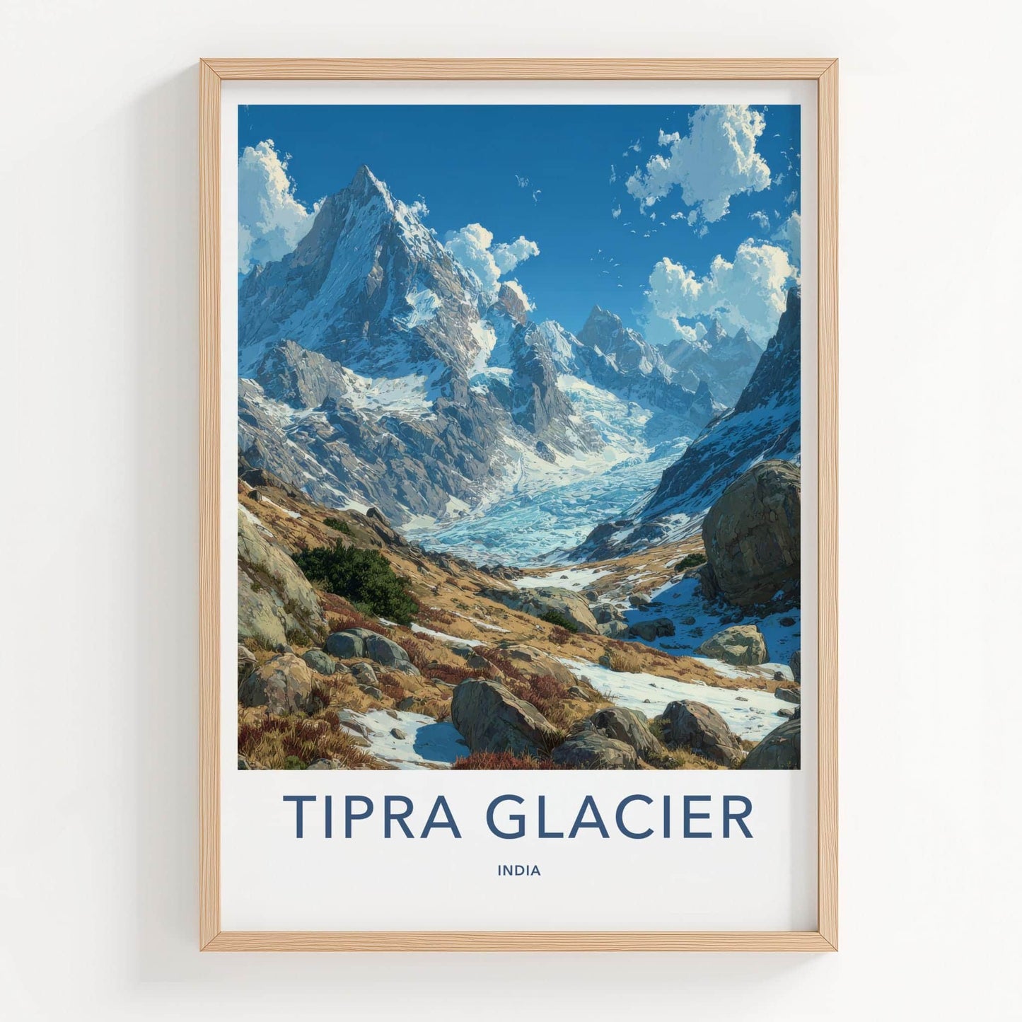 Tipra Glacier Poster - India Travel Art - Uttarakhand ice covered peaks Home Decor