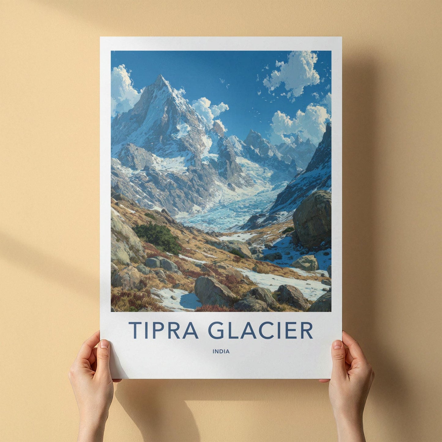 Tipra Glacier Poster - India Travel Art - Uttarakhand ice covered peaks Home Decor