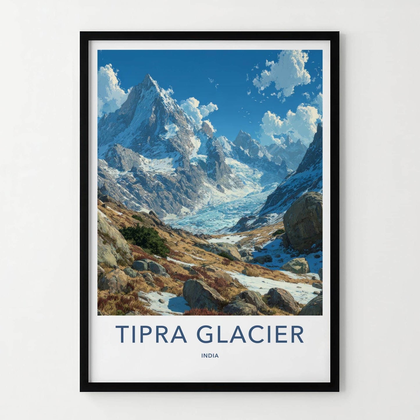 Tipra Glacier Poster - India Travel Art - Uttarakhand ice covered peaks Home Decor