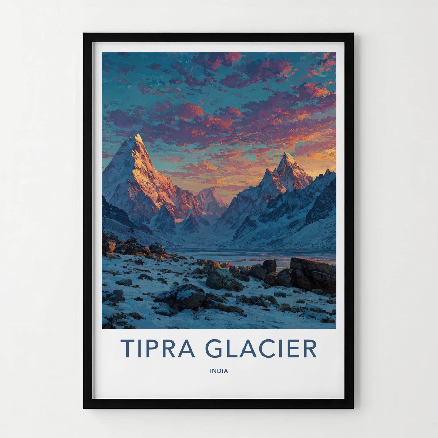 Tipra Glacier Poster - India Wall Art - Uttarakhand Peak Glow Sky Gift