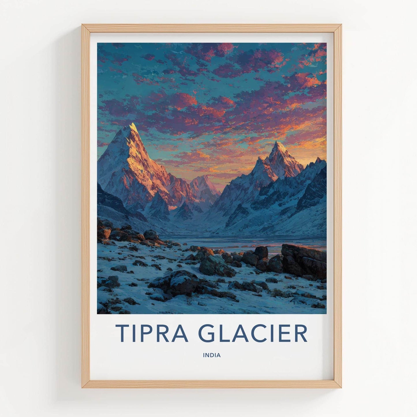Tipra Glacier Poster - India Wall Art - Uttarakhand Peak Glow Sky Gift