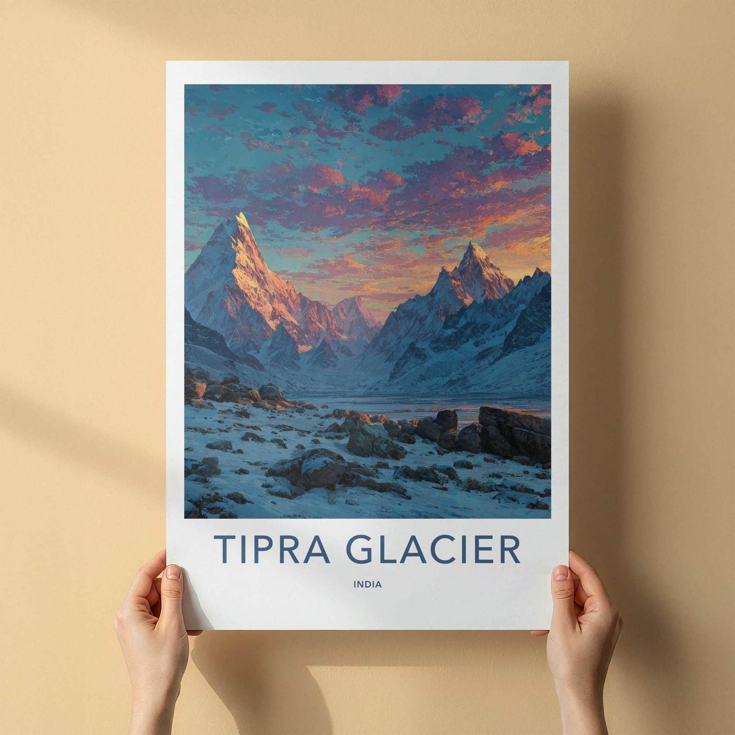 Tipra Glacier Poster - India Wall Art - Uttarakhand Peak Glow Sky Gift
