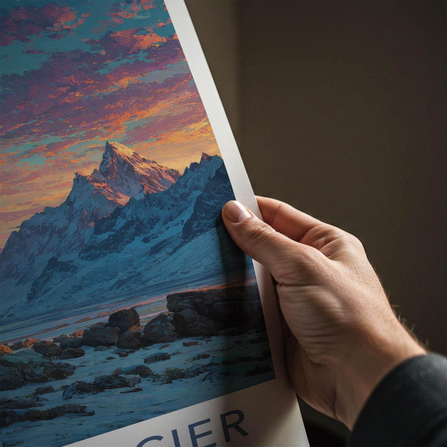 Tipra Glacier Poster - India Wall Art - Uttarakhand Peak Glow Sky Gift