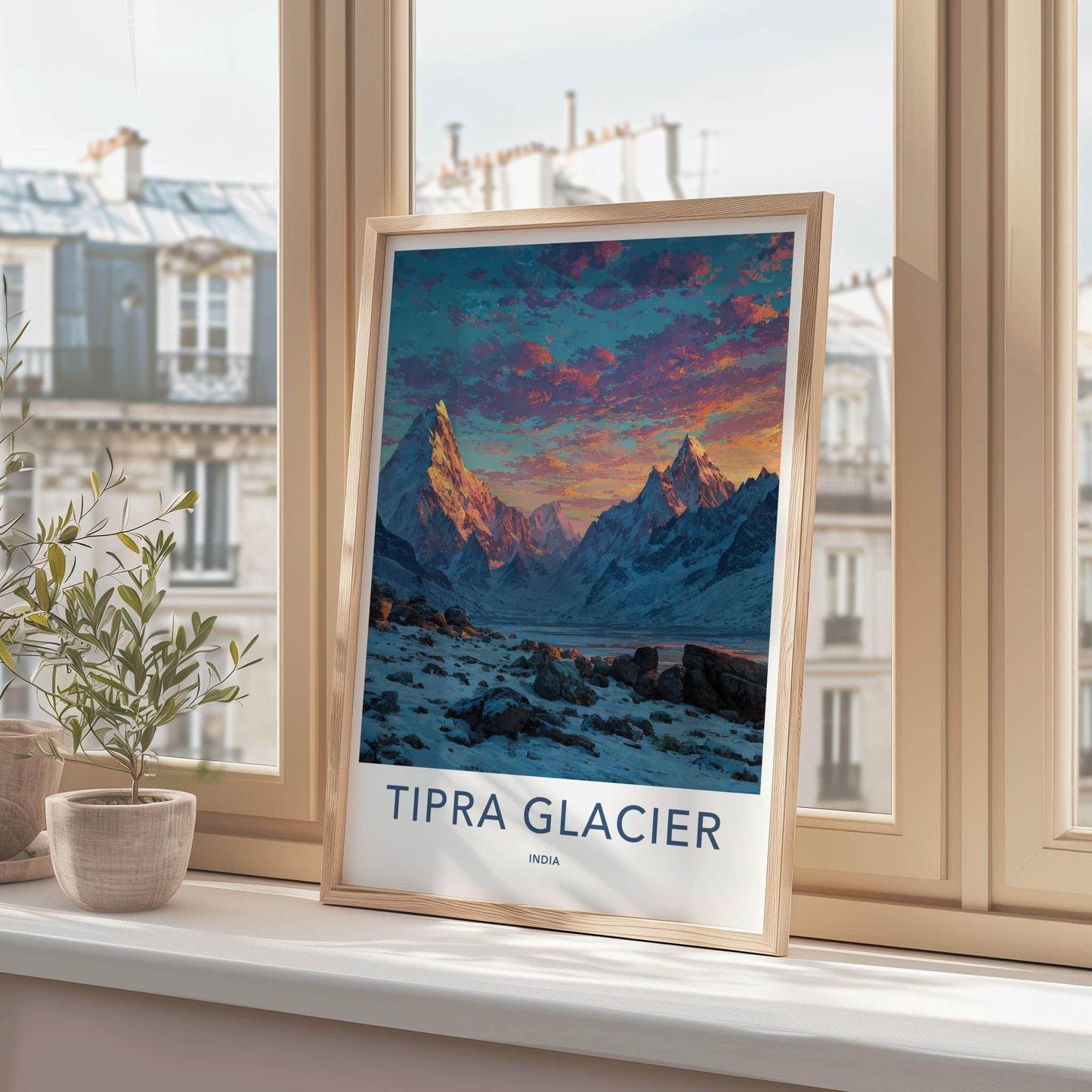 Tipra Glacier Poster - India Wall Art - Uttarakhand Peak Glow Sky Gift