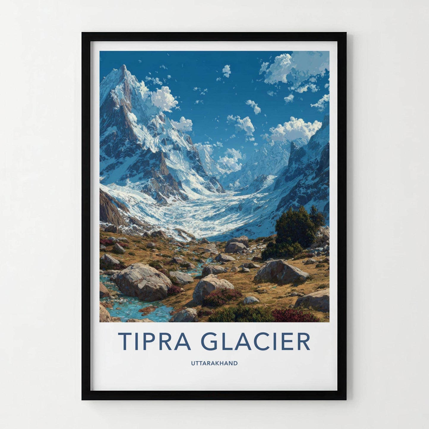 Tipra Glacier Poster - India Wall Art - Uttarakhand Snowy Peak Valley Gift