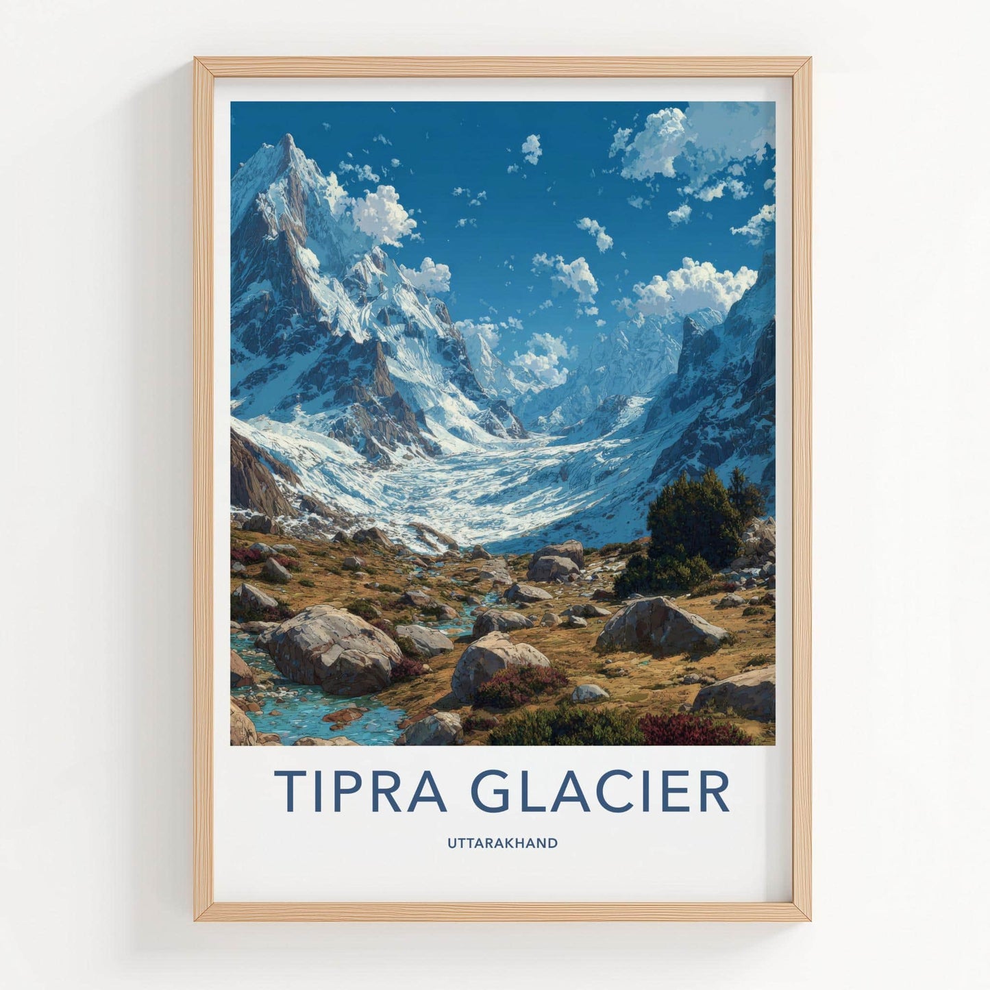 Tipra Glacier Poster - India Wall Art - Uttarakhand Snowy Peak Valley Gift