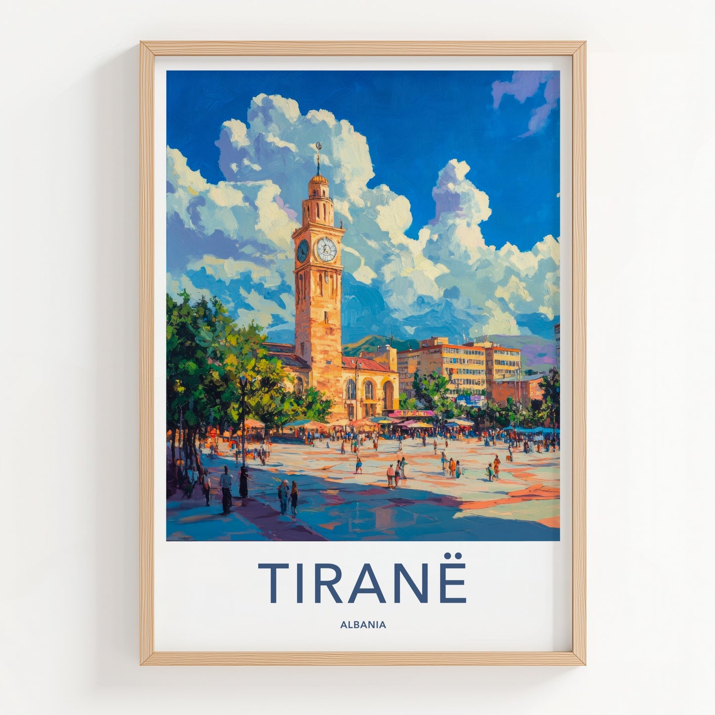 Tirane Poster - Albania Framed Print - Busy City Square Framed Decor