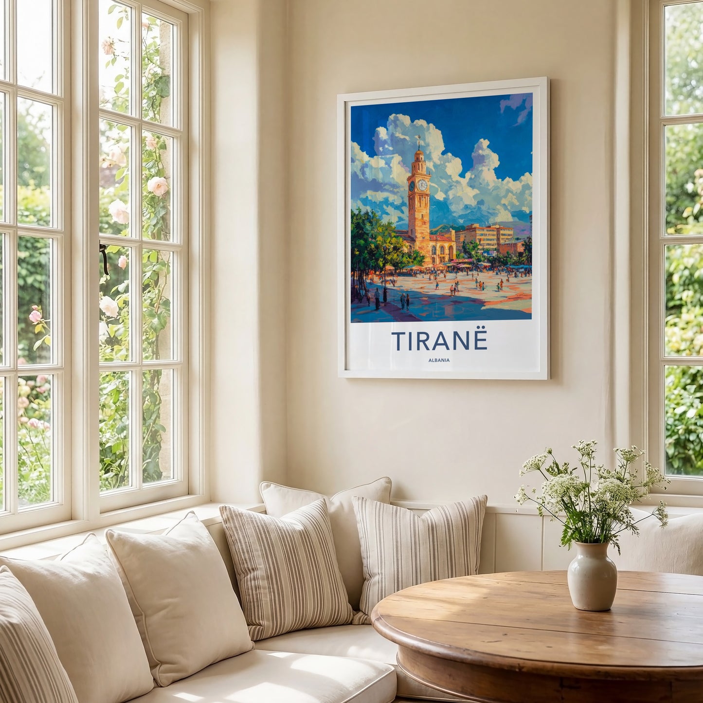 Tirane Poster - Albania Framed Print - Busy City Square Framed Decor