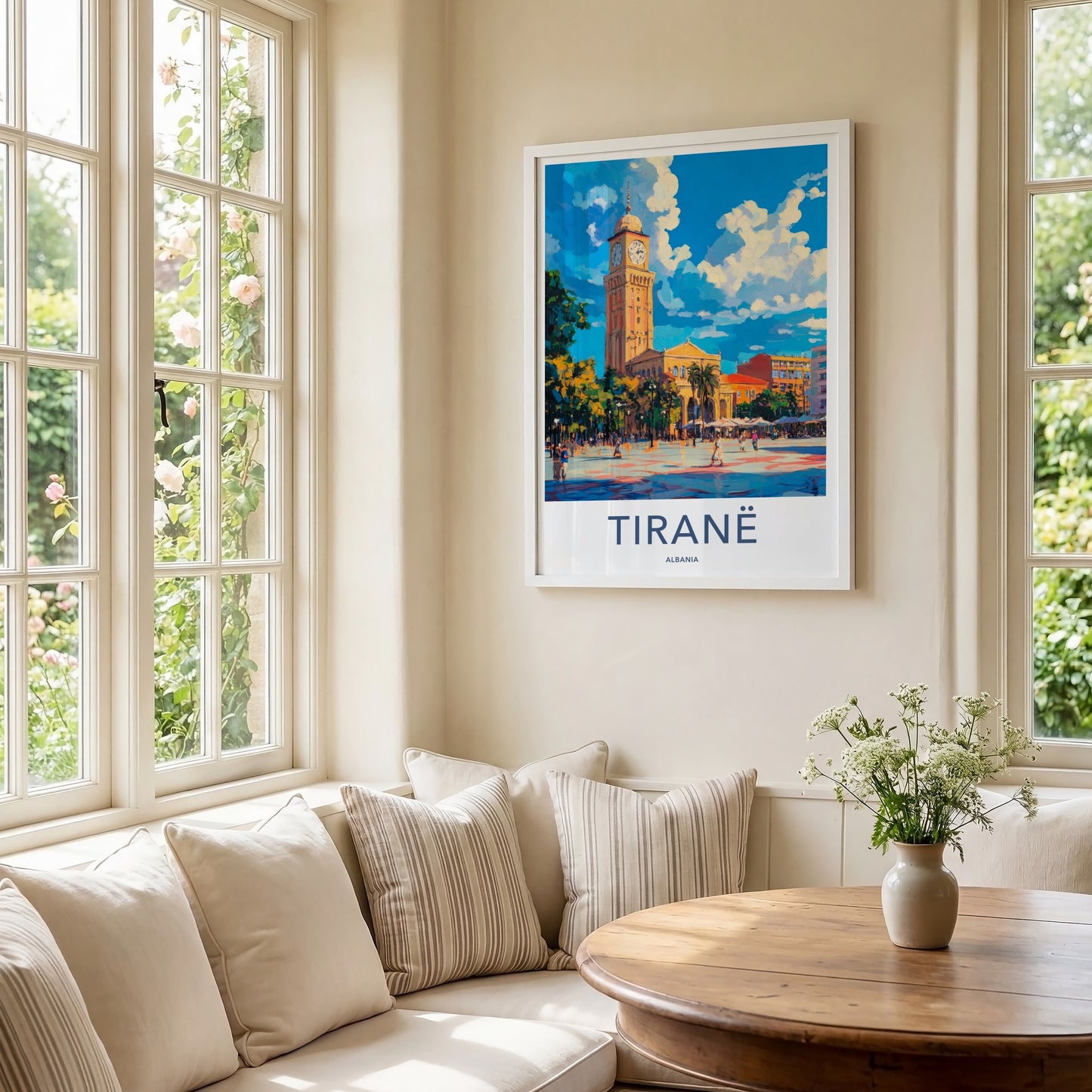 Tirane Poster - Albania Travel Print - City Square Scene Lounge Decor
