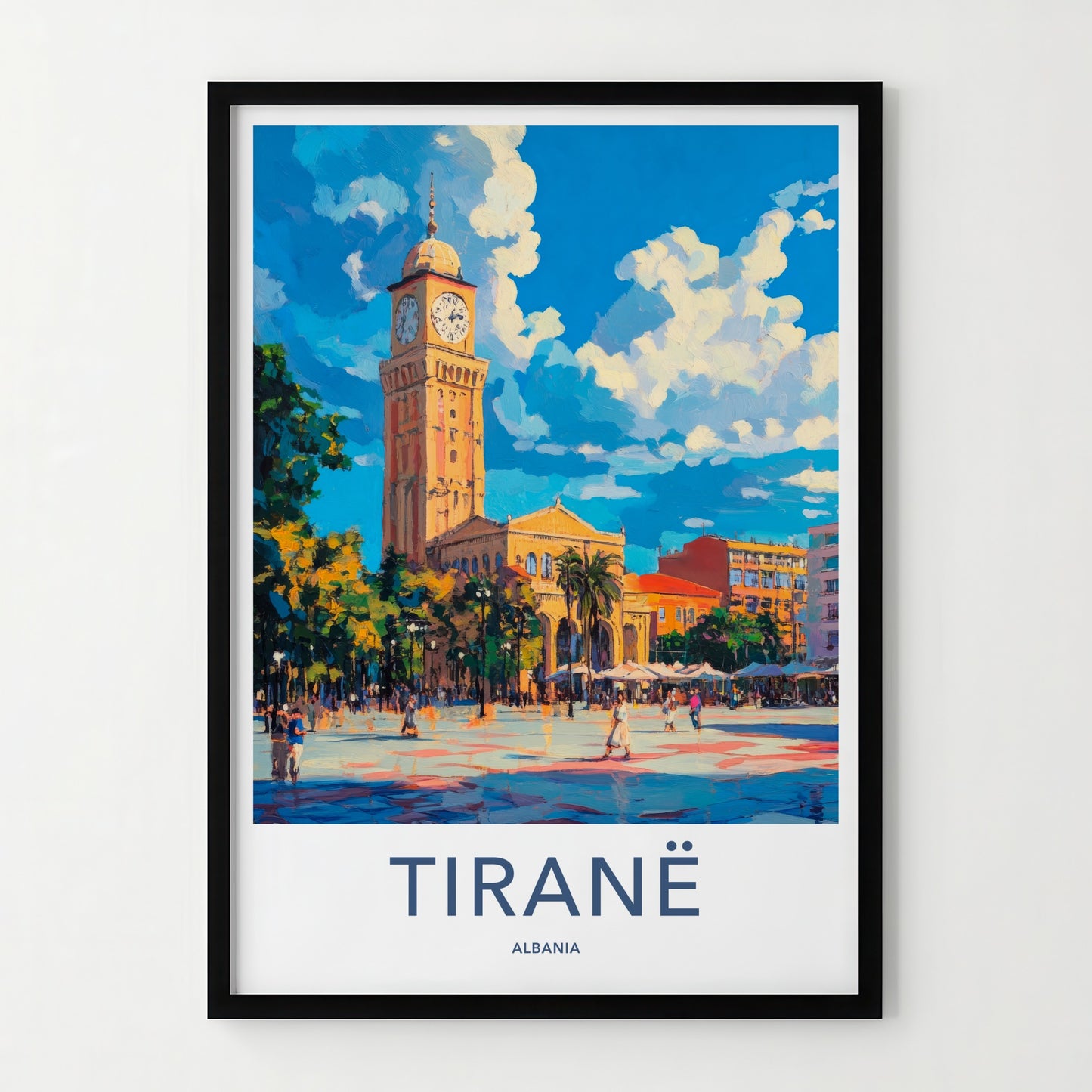 Tirane Poster - Albania Travel Print - City Square Scene Lounge Decor