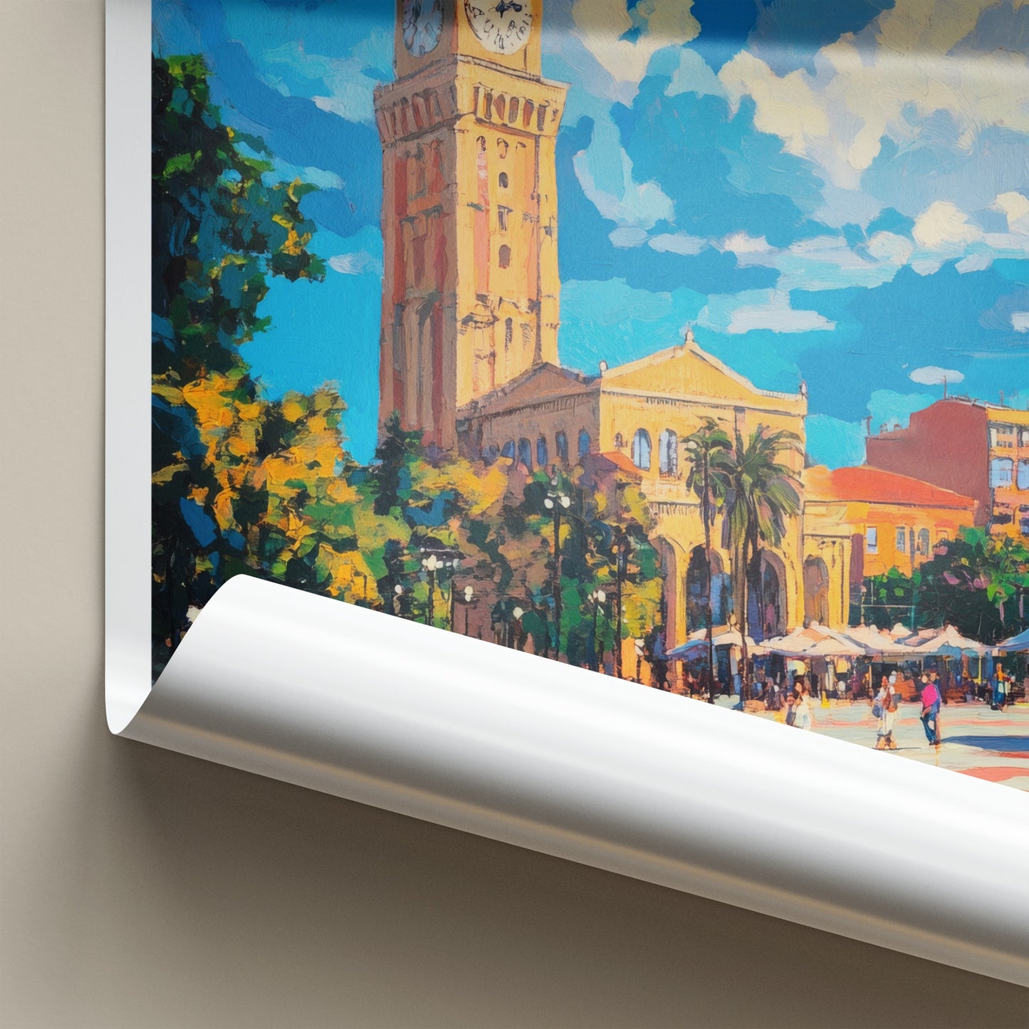 Tirane Poster - Albania Travel Print - City Square Scene Lounge Decor