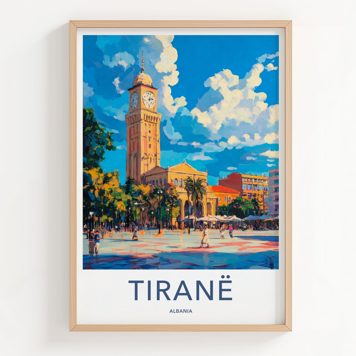 Tirane Poster - Albania Travel Print - City Square Scene Lounge Decor