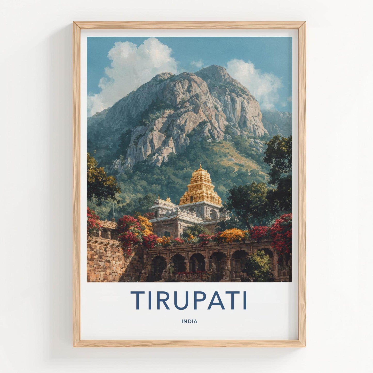 Tirupati Poster - India Art Print - Andhra Pradesh Golden Temple Mountain Gift