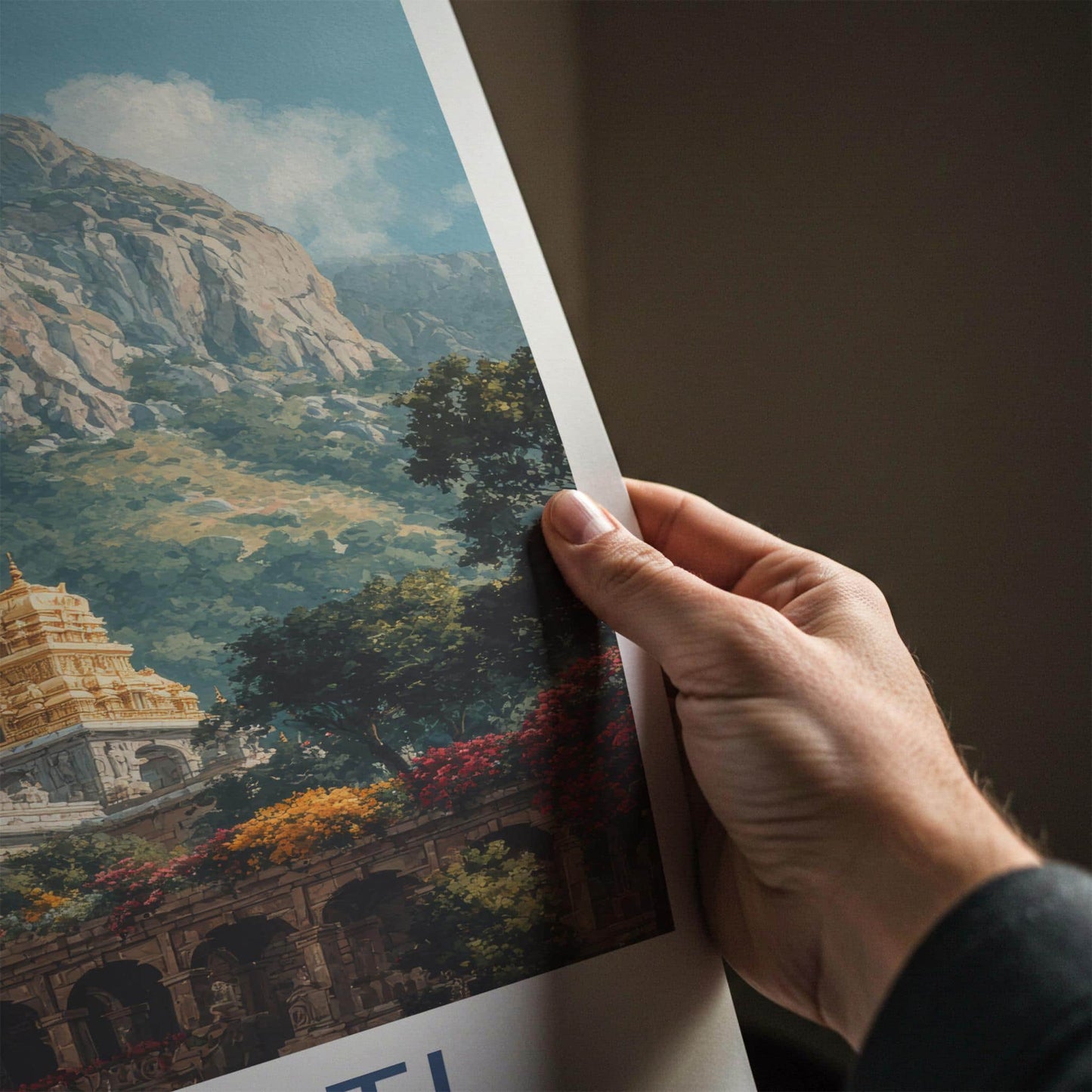Tirupati Poster - India Art Print - Andhra Pradesh Golden Temple Mountain Gift