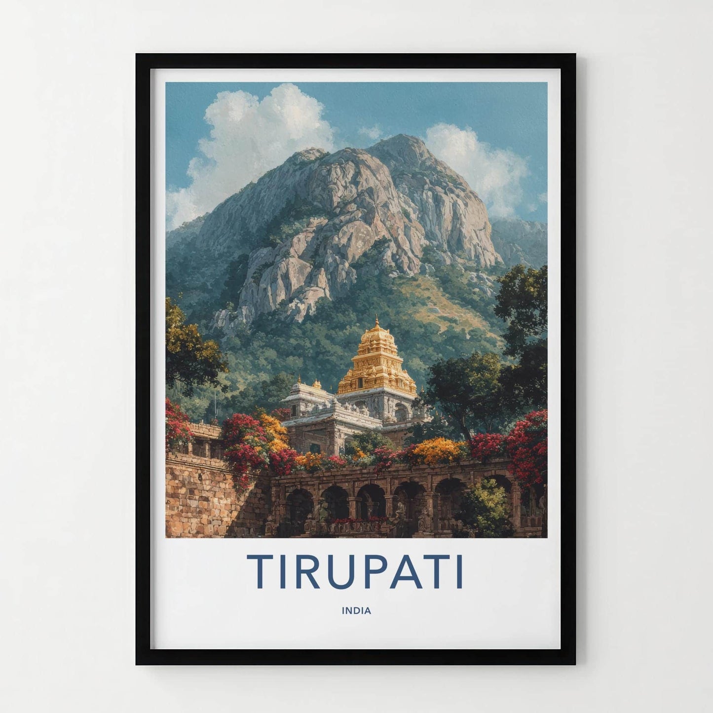 Tirupati Poster - India Art Print - Andhra Pradesh Golden Temple Mountain Gift