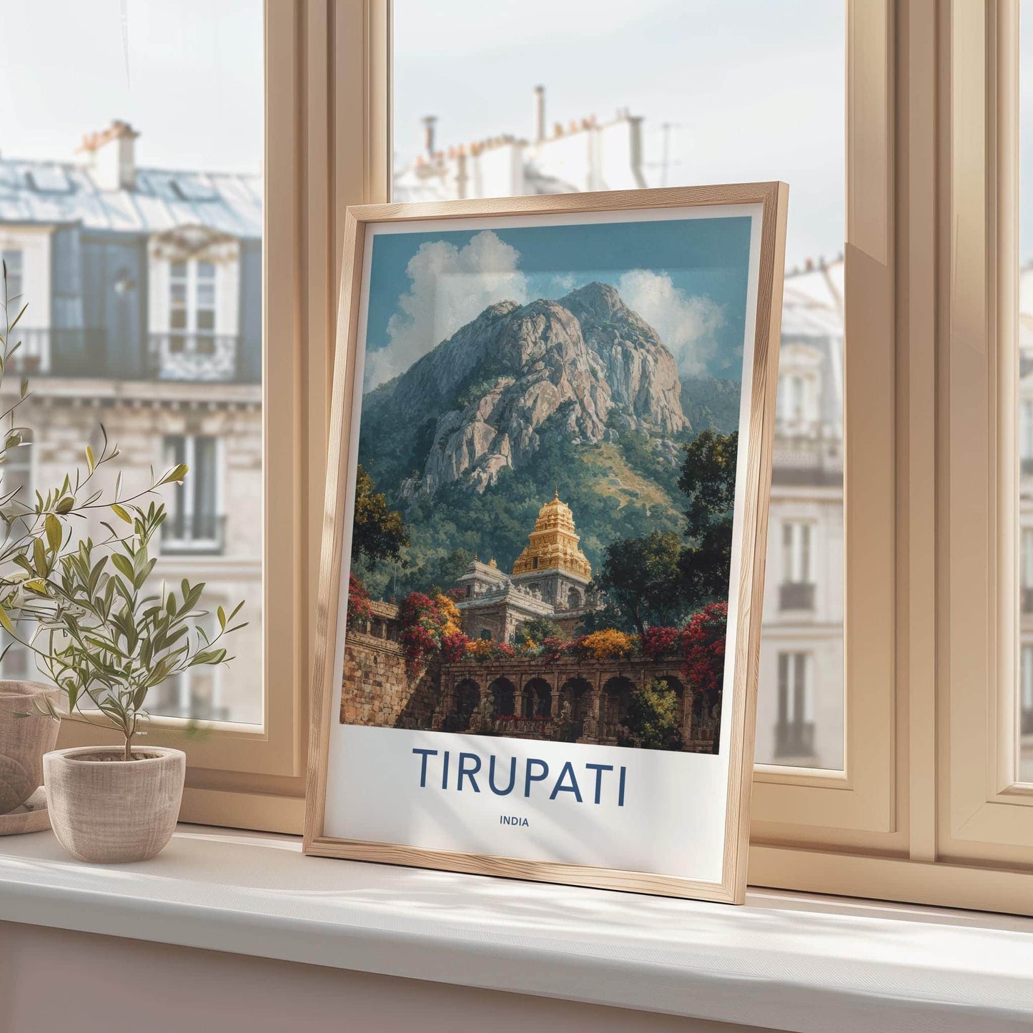 Tirupati Poster - India Art Print - Andhra Pradesh Golden Temple Mountain Gift