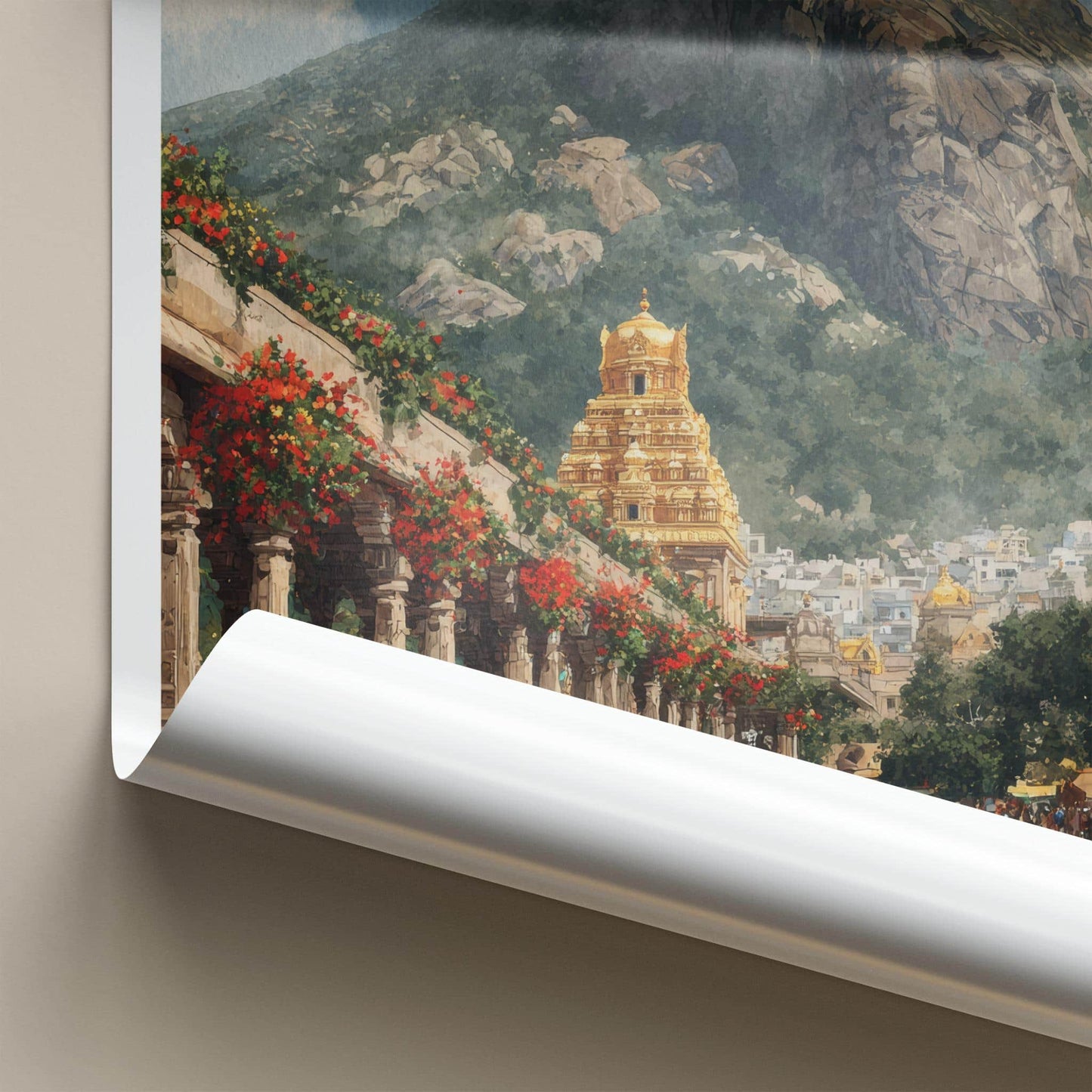 Tirupati Poster - India Wall Art - Andhra Pradesh Golden Temple Mountain Gift