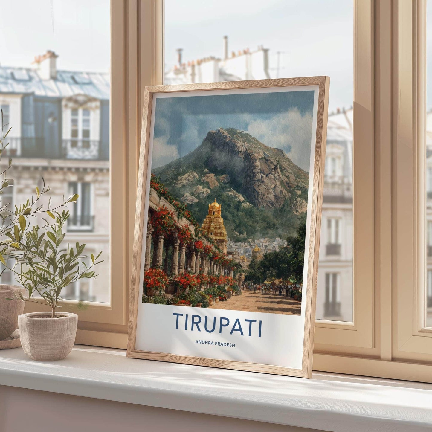 Tirupati Poster - India Wall Art - Andhra Pradesh Golden Temple Mountain Gift
