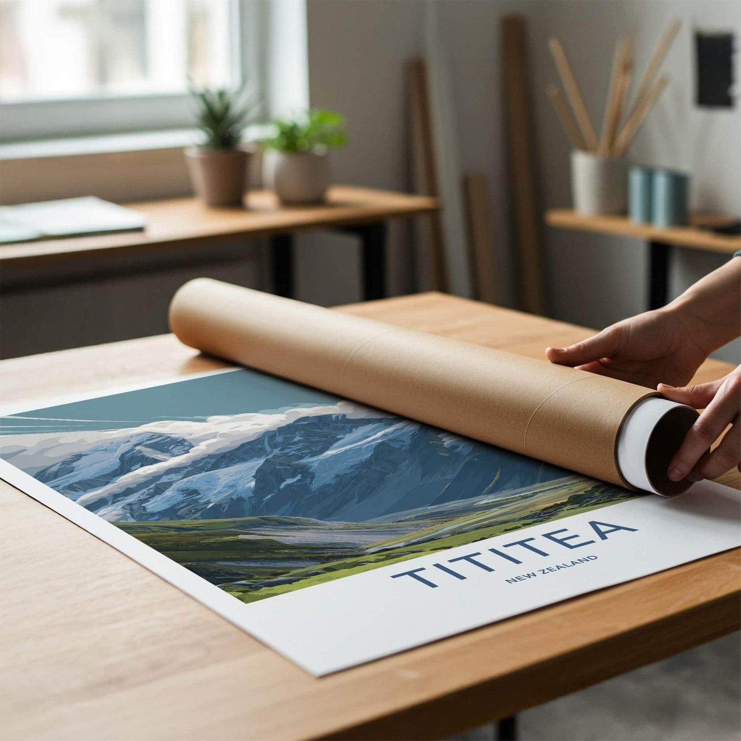 Tititea Poster - New Zealand Travel Art - Glacial Mountain Valley Home Decor