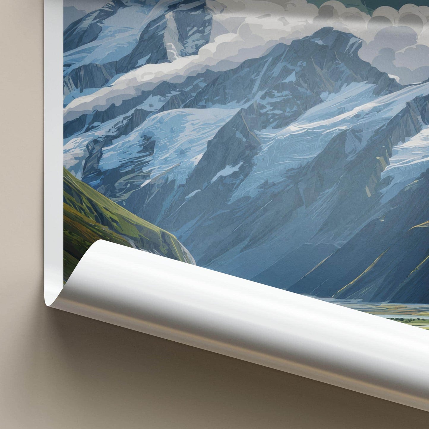 Tititea Poster - New Zealand Travel Art - Glacial Mountain Valley Home Decor