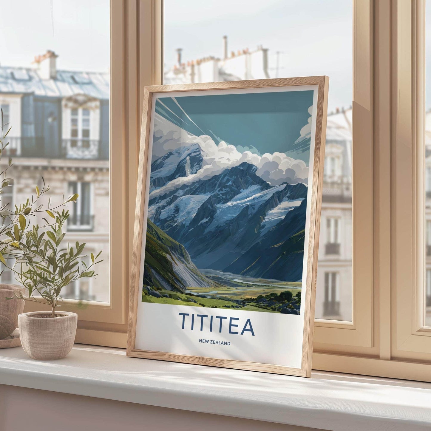 Tititea Poster - New Zealand Travel Art - Glacial Mountain Valley Home Decor