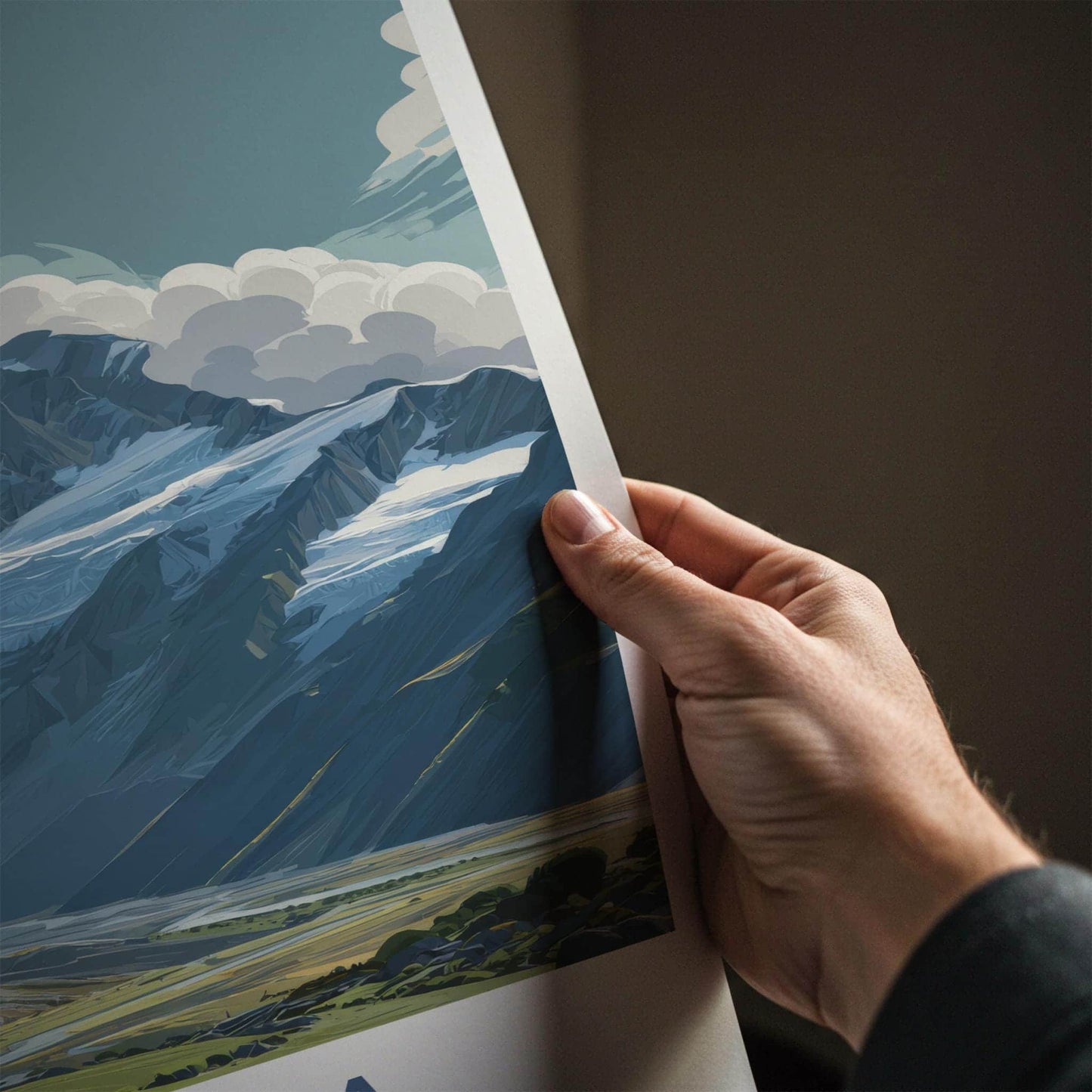 Tititea Poster - New Zealand Travel Art - Glacial Mountain Valley Home Decor