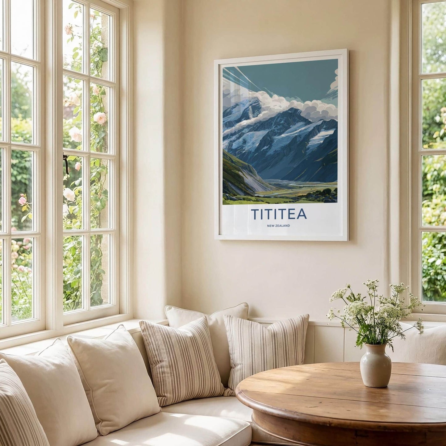 Tititea Poster - New Zealand Travel Art - Glacial Mountain Valley Home Decor