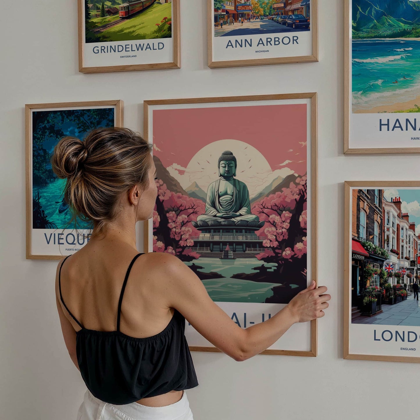 Todai-Ji Poster - Japan Travel Art - Giant Buddha Sakura Home Decor
