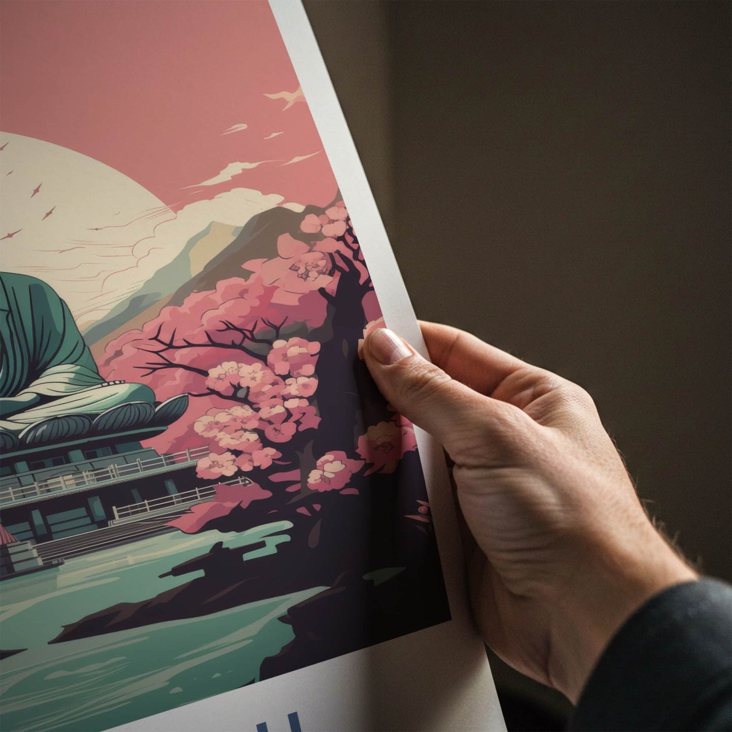 Todai-Ji Poster - Japan Travel Art - Giant Buddha Sakura Home Decor