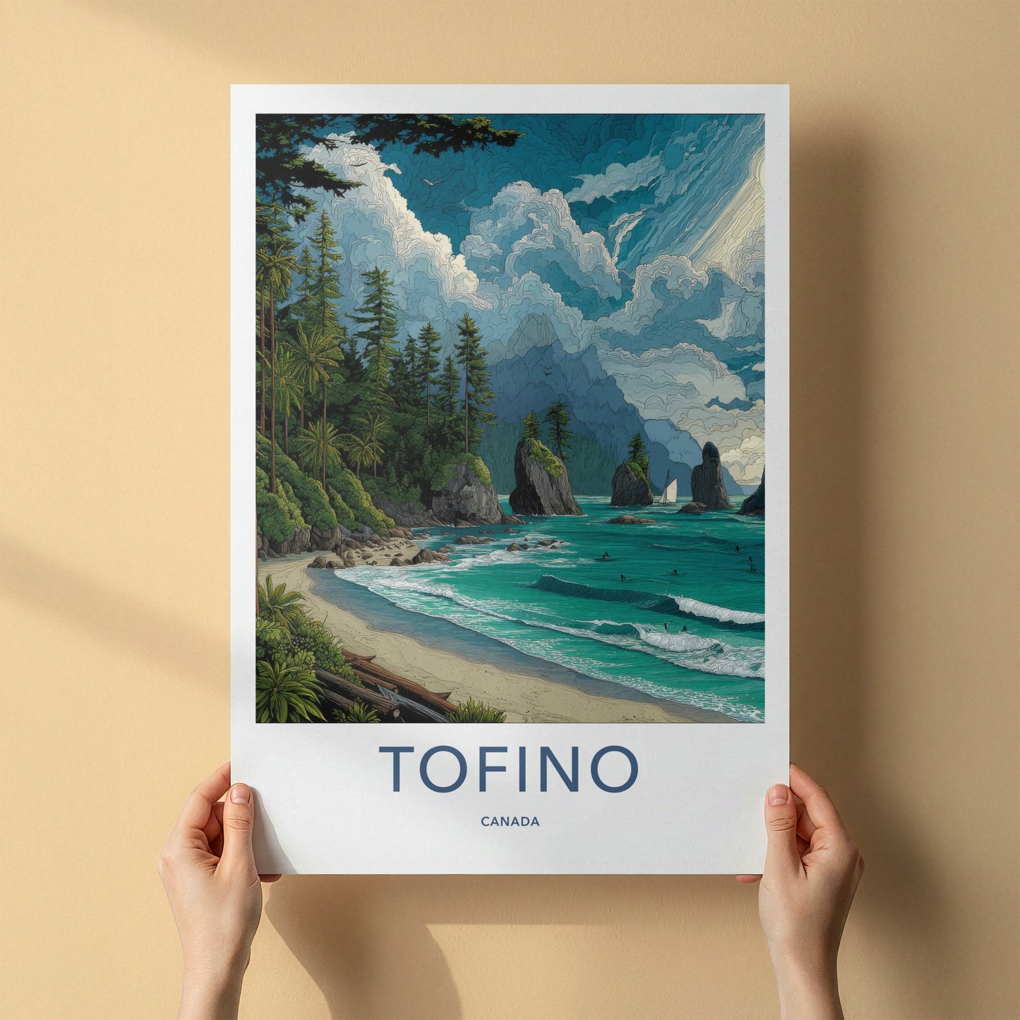 Tofino Poster - Canada Travel Art - Coastal Cliffs Ocean Home Decor