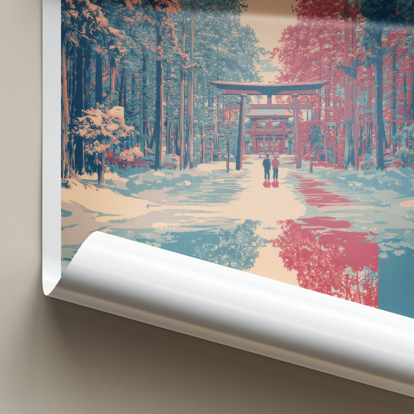 Togakushi Poster Japan Torii Gate Winter Travel Art Home Decor