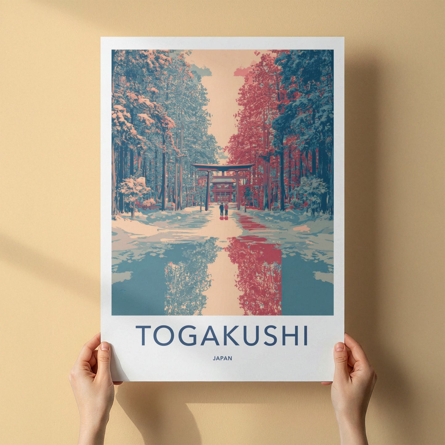 Togakushi Poster Japan Torii Gate Winter Travel Art Home Decor