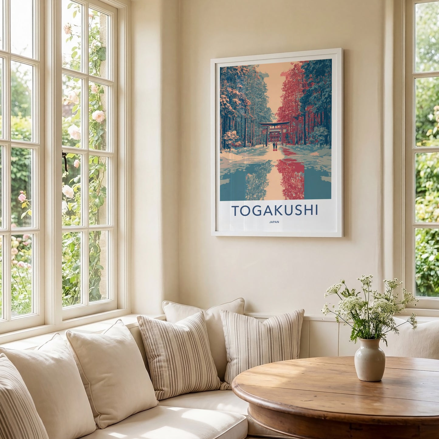 Togakushi Poster Japan Torii Gate Winter Travel Art Home Decor